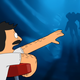 A cartoon character reaches desperately for a shadowy figure.